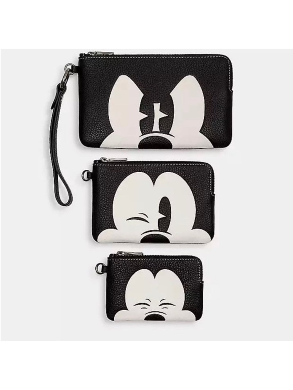 NWT Disney X Coach Corner Zip Trio With Mickey Mouse Faces